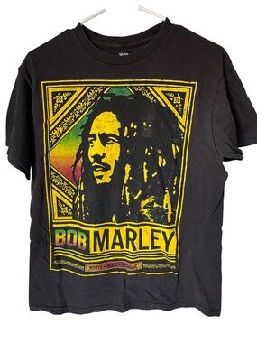 Retro Bob Marley Roots Rock Reggae Graphic Tee Black Men’s M